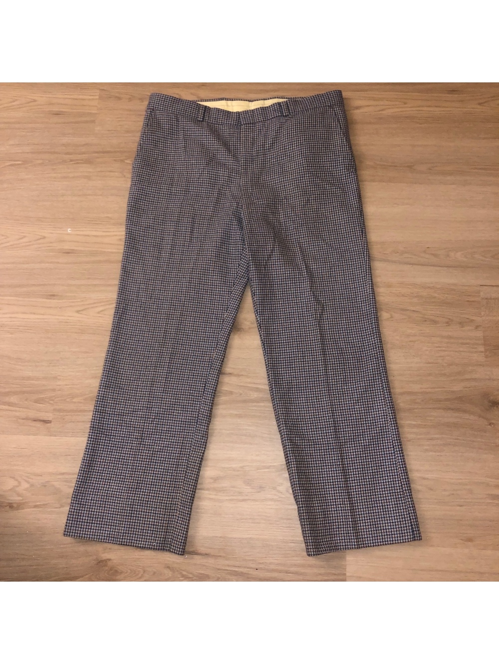 VINTAGE JOHN WEITZ PLAID TWEED CHECKERED WOOL SUIT DRESS PANTS MENS 36-37 BLUE